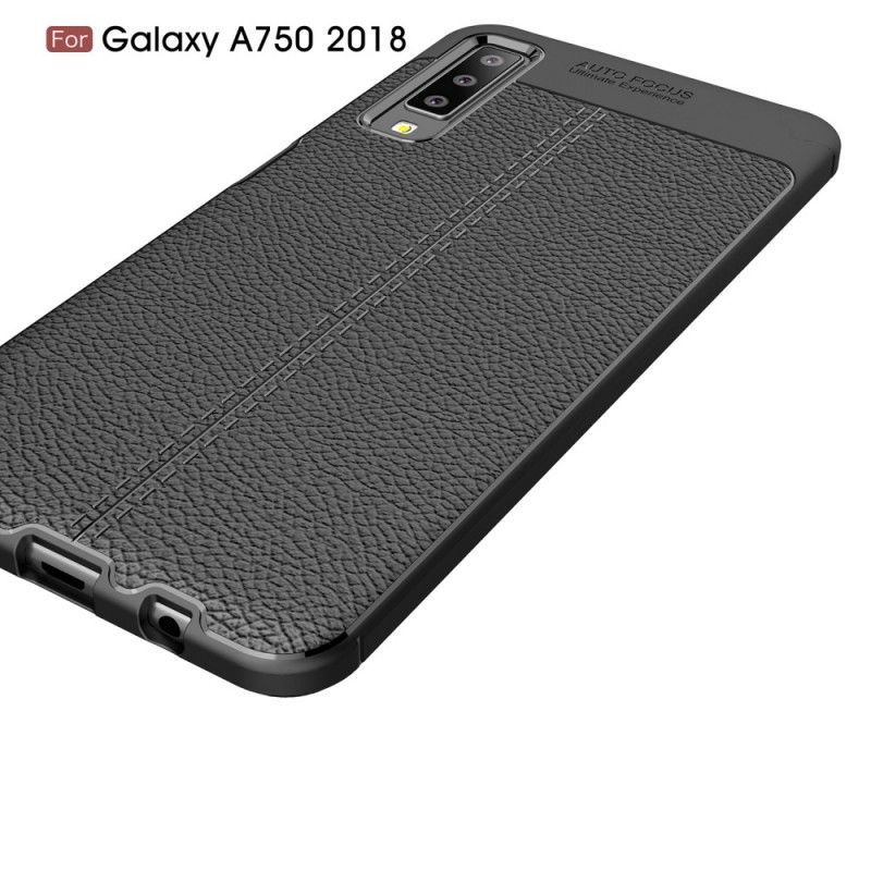 Kryt Na Samsung Galaxy A7 Litchi S Dvojitým Koženým Efektem