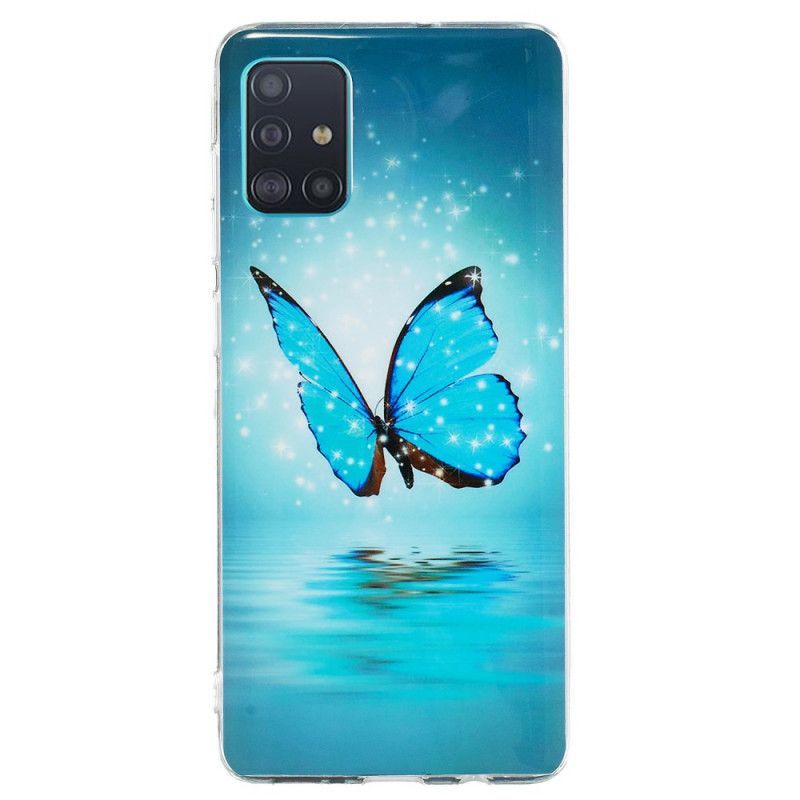 Kryt Na Samsung Galaxy A71 Fluorescenční Modrý Motýl