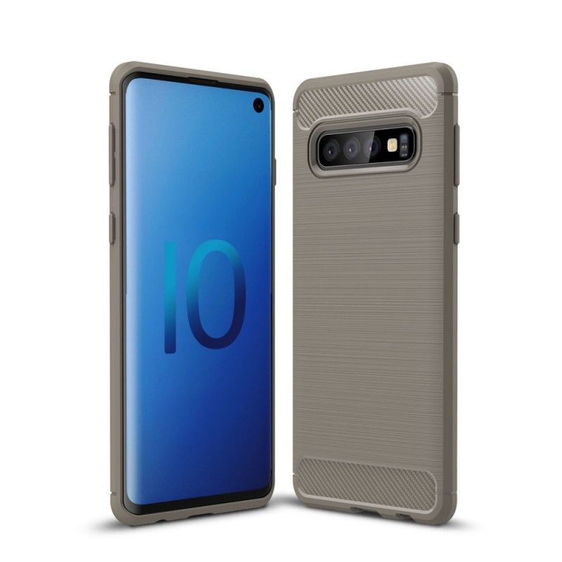 Kryt Na Samsung Galaxy S10 Kartáčované Uhlíkové Vlákno