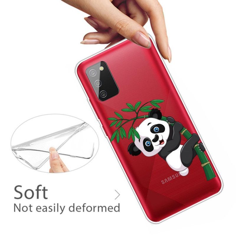 Kryt Samsung Galaxy A02s Průhledná Panda Na Bambusu