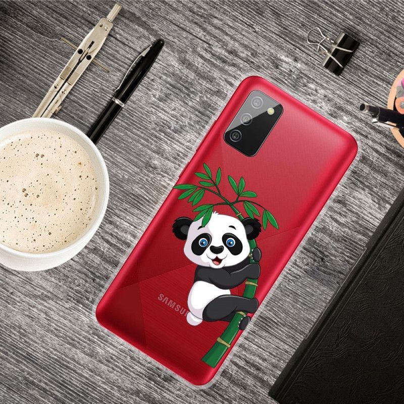 Kryt Samsung Galaxy A02s Průhledná Panda Na Bambusu