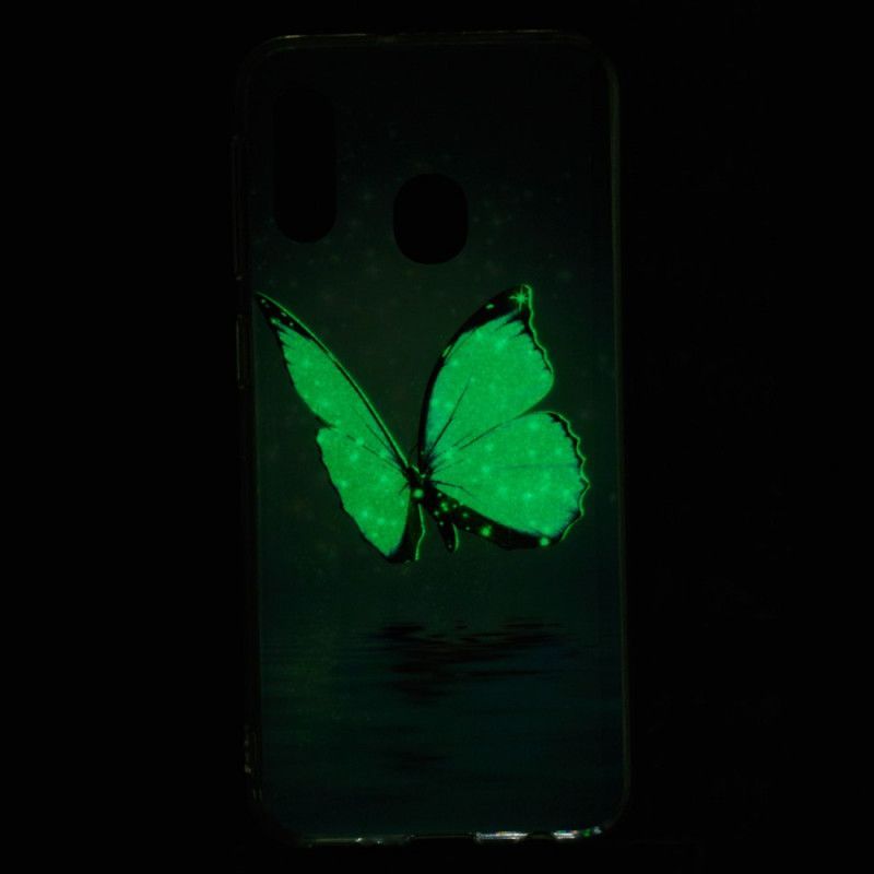 Kryt Samsung Galaxy A20e Fluorescenční Modrý Motýl