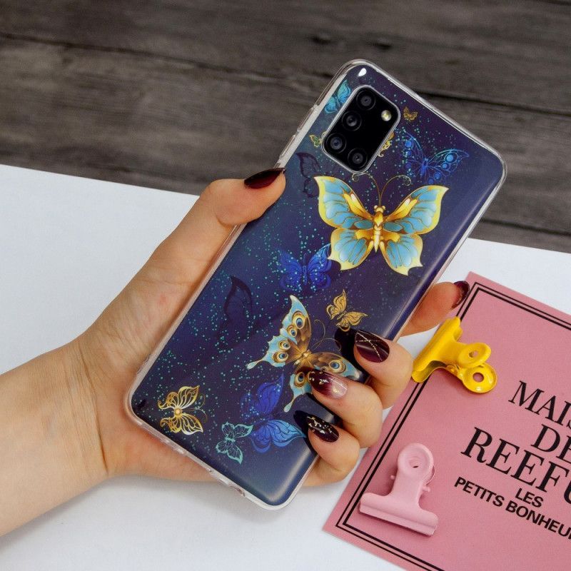 Kryt Samsung Galaxy A31 Řada Fluorescenčních Motýlů