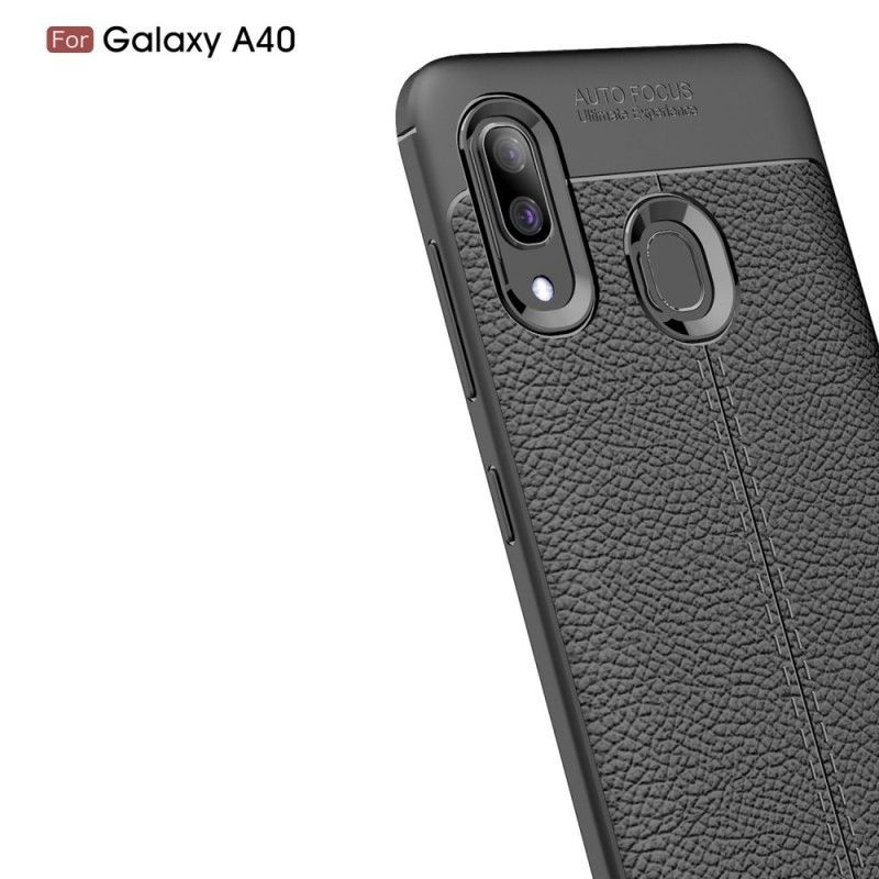 Kryt Samsung Galaxy A40 Litchi S Dvojitým Koženým Efektem