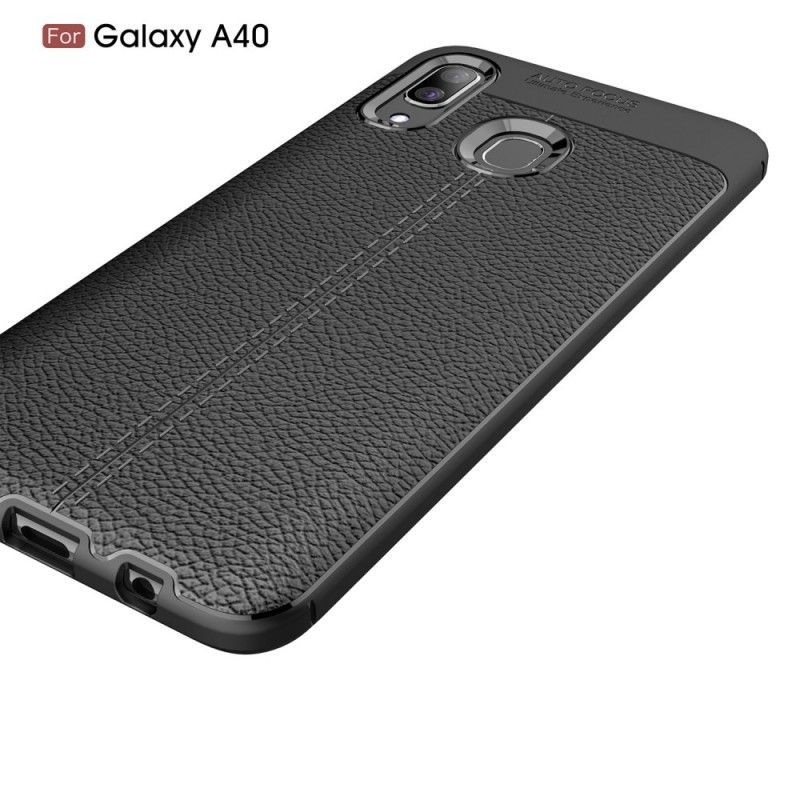 Kryt Samsung Galaxy A40 Litchi S Dvojitým Koženým Efektem