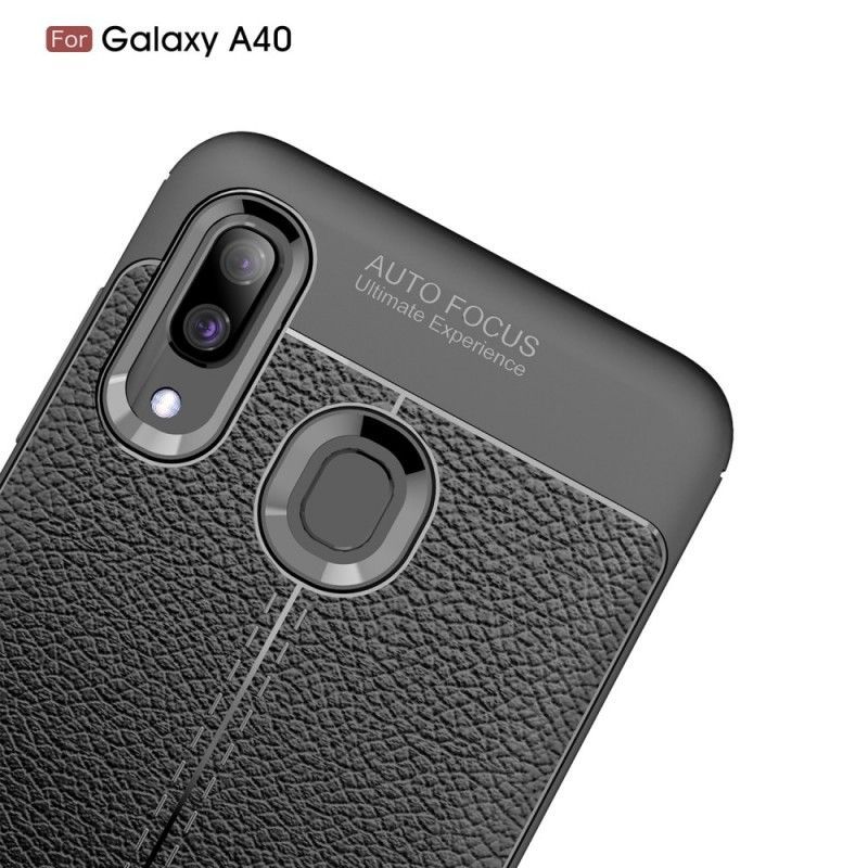 Kryt Samsung Galaxy A40 Litchi S Dvojitým Koženým Efektem