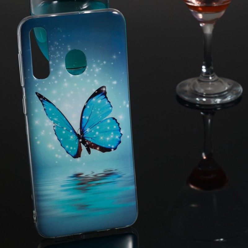 Kryt Samsung Galaxy A50 Fluorescenční Modrý Motýl