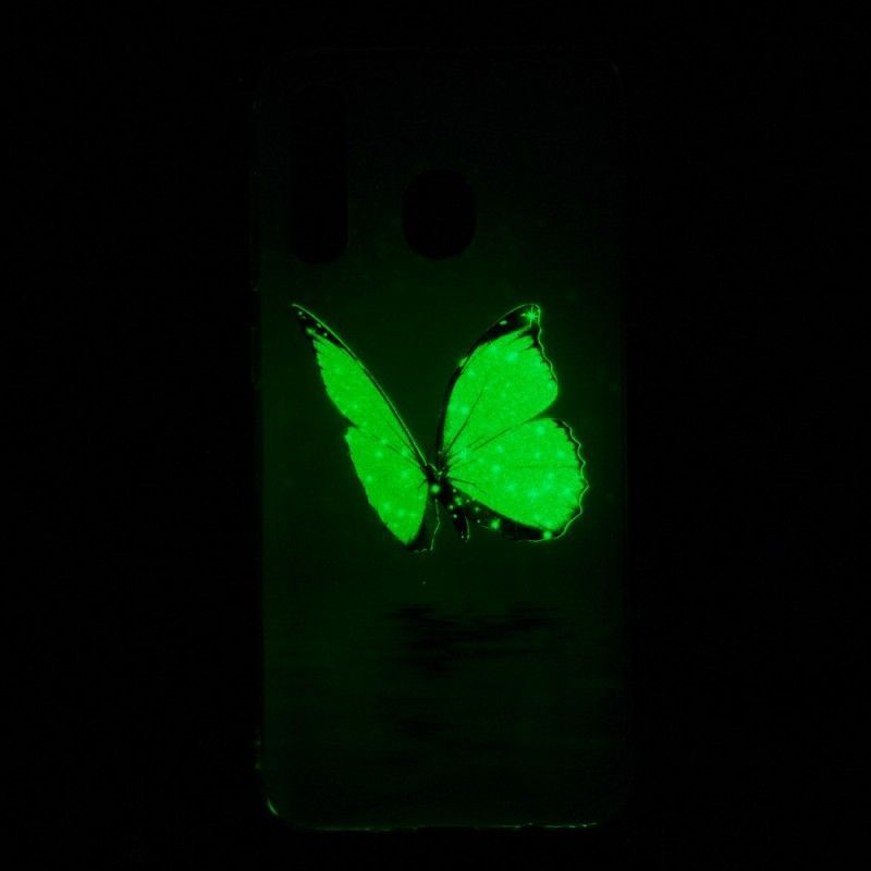 Kryt Samsung Galaxy A50 Fluorescenční Modrý Motýl