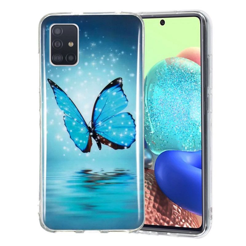 Kryt Samsung Galaxy A51 5g Fluorescenční Modrý Motýl