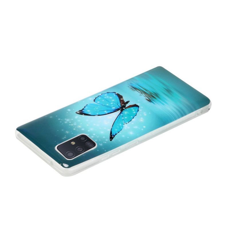 Kryt Samsung Galaxy A51 5g Fluorescenční Modrý Motýl