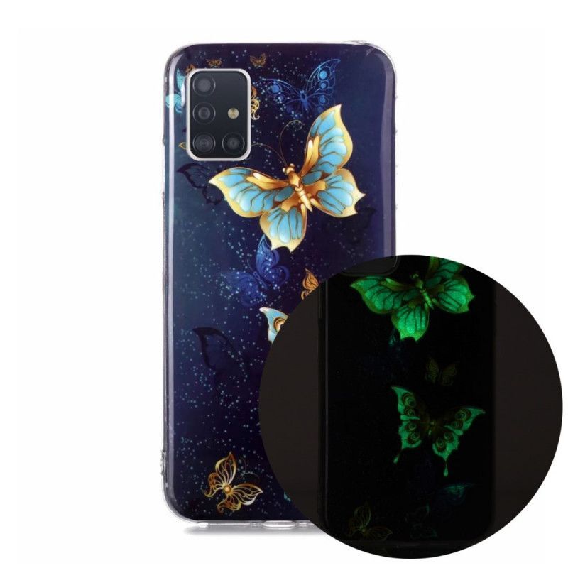 Kryt Samsung Galaxy A51 5g Řada Fluorescenčních Motýlů