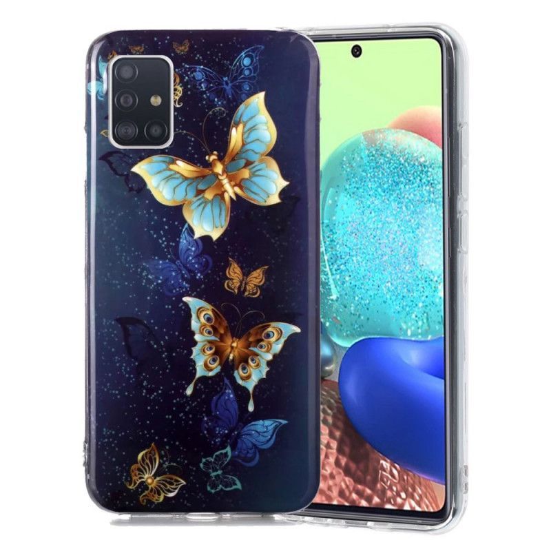 Kryt Samsung Galaxy A51 5g Řada Fluorescenčních Motýlů