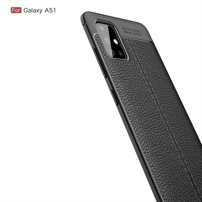 Kryt Samsung Galaxy A51 Litchi S Dvojitým Koženým Efektem