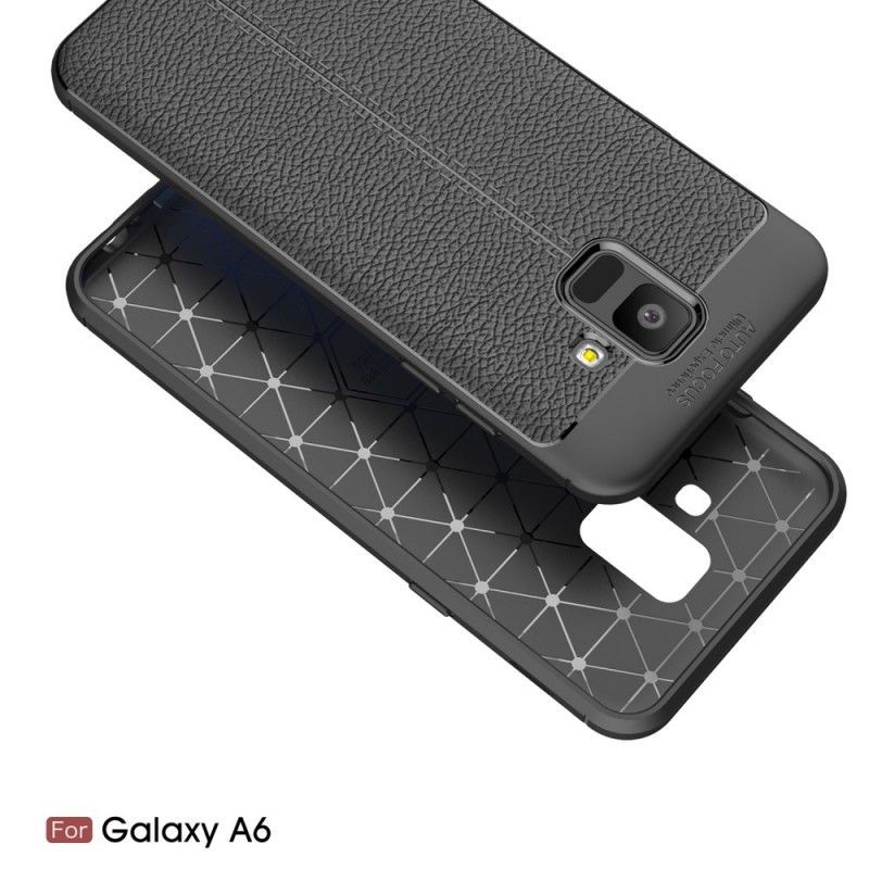 Kryt Samsung Galaxy A6 Litchi S Dvojitým Koženým Efektem