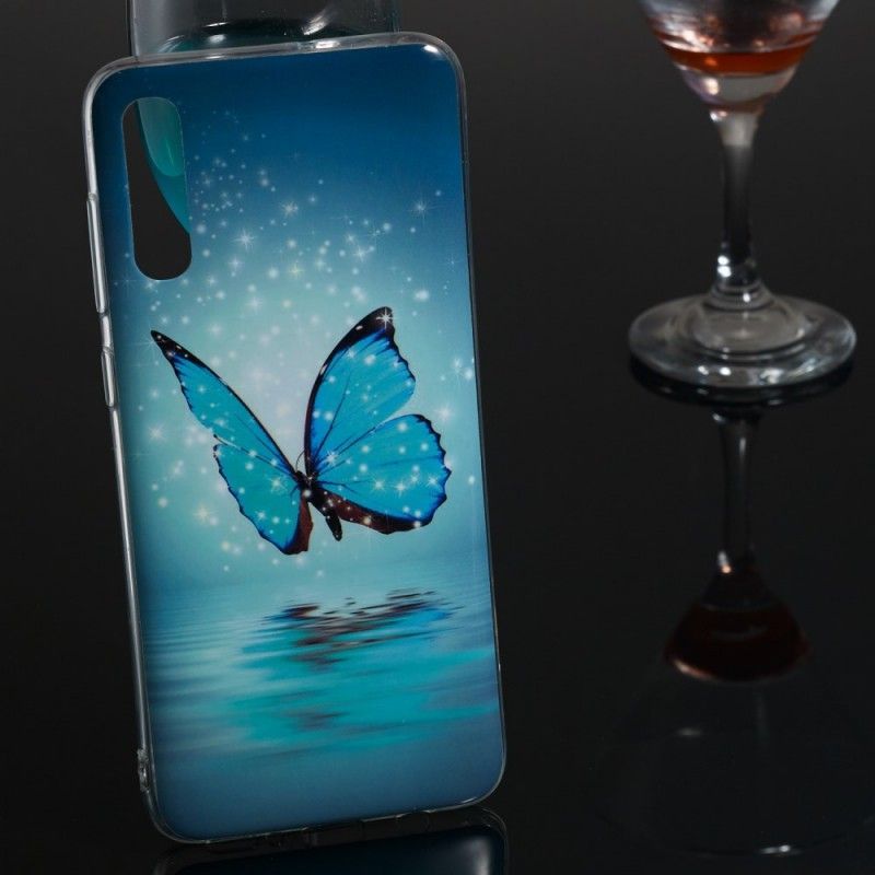 Kryt Samsung Galaxy A70 Fluorescenční Modrý Motýl