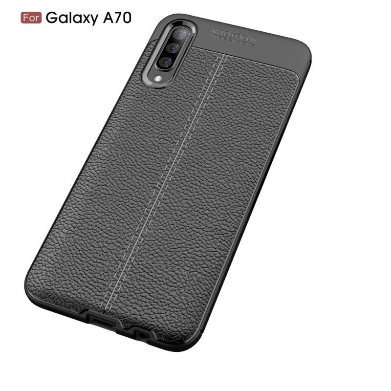 Kryt Samsung Galaxy A70 Litchi S Dvojitým Koženým Efektem