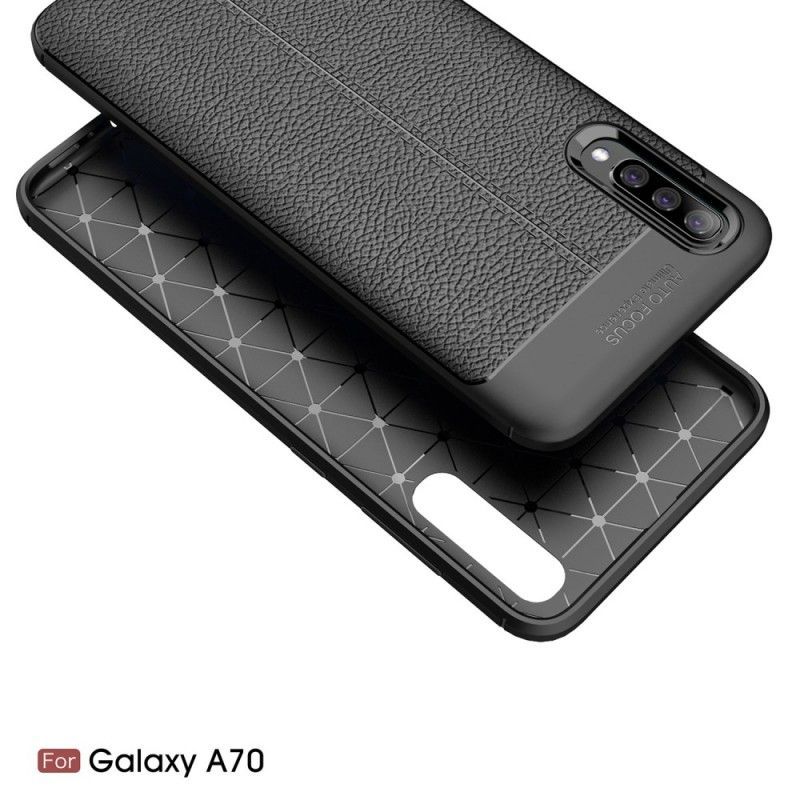 Kryt Samsung Galaxy A70 Litchi S Dvojitým Koženým Efektem