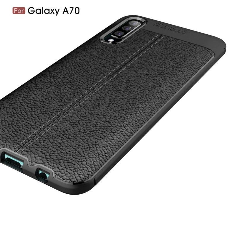 Kryt Samsung Galaxy A70 Litchi S Dvojitým Koženým Efektem