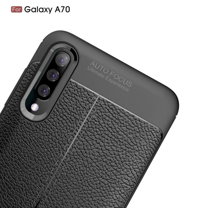 Kryt Samsung Galaxy A70 Litchi S Dvojitým Koženým Efektem