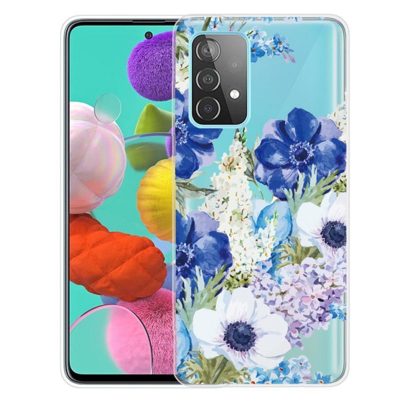 Kryt Samsung Galaxy A72 4g / A72 5g Akvarel Modré Květy