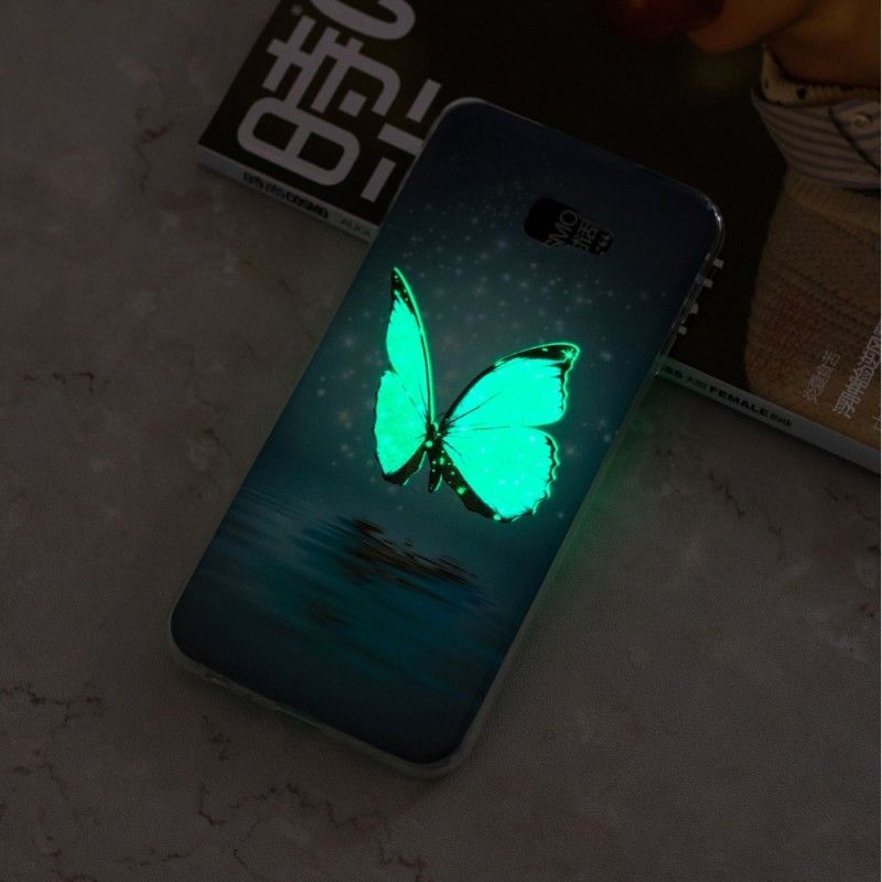 Kryt Samsung Galaxy J4 Plus Fluorescenční Modrý Motýl