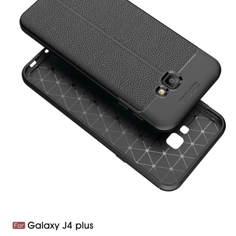 Kryt Samsung Galaxy J4 Plus Litchi S Dvojitým Koženým Efektem