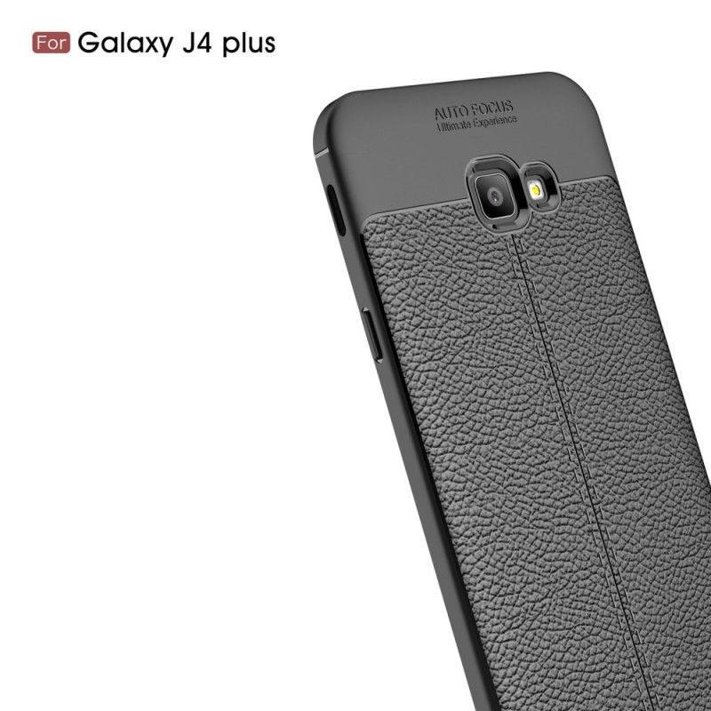 Kryt Samsung Galaxy J4 Plus Litchi S Dvojitým Koženým Efektem