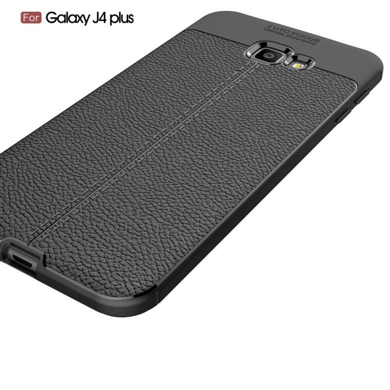 Kryt Samsung Galaxy J4 Plus Litchi S Dvojitým Koženým Efektem