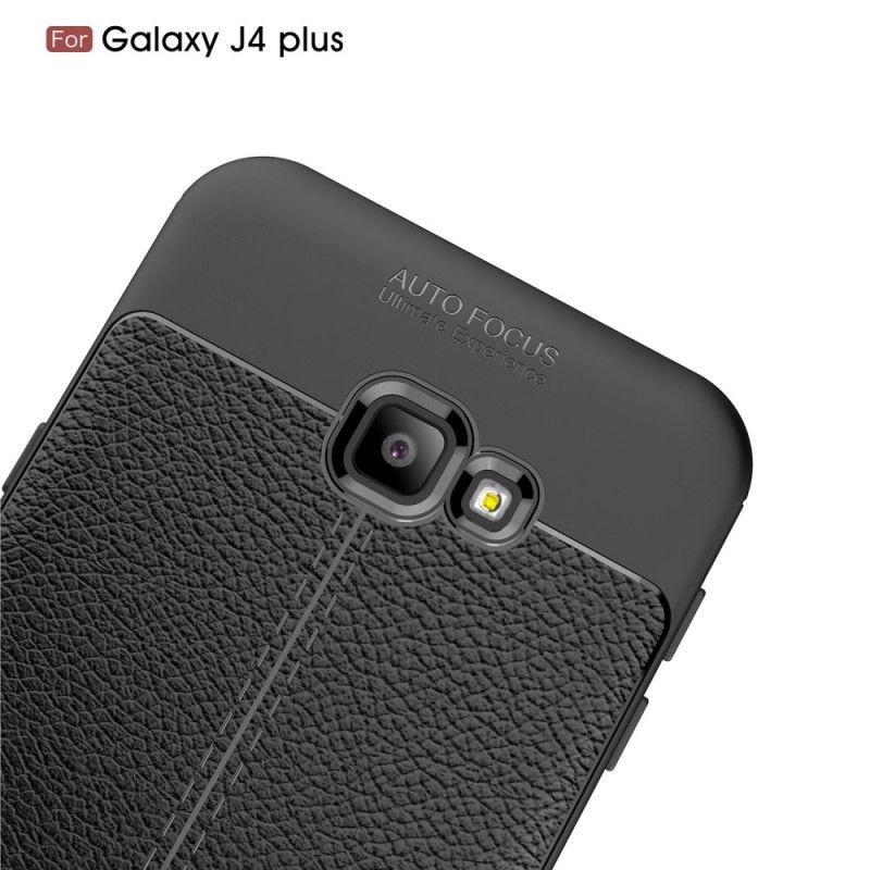 Kryt Samsung Galaxy J4 Plus Litchi S Dvojitým Koženým Efektem