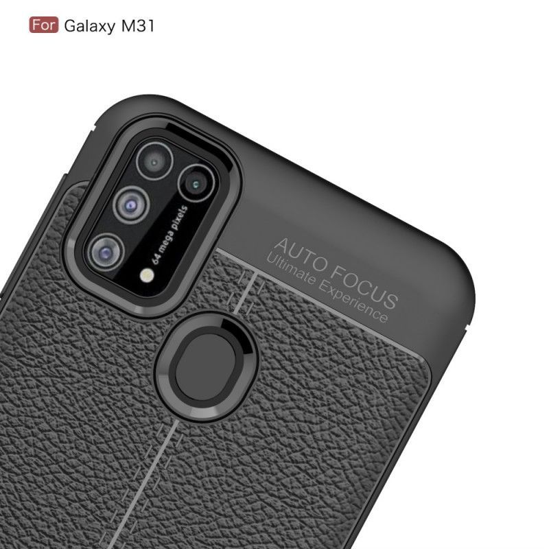 Kryt Samsung Galaxy M31 Litchi S Dvojitým Koženým Efektem