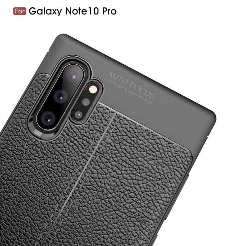 Kryt Samsung Galaxy Note 10 Plus Litchi S Dvojitým Koženým Efektem