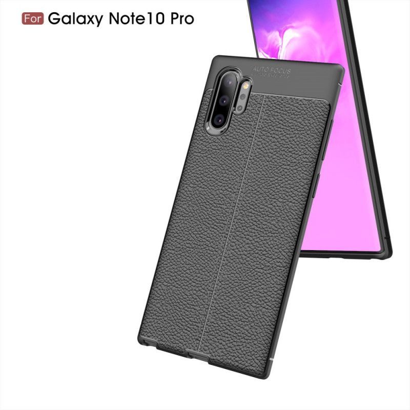 Kryt Samsung Galaxy Note 10 Plus Litchi S Dvojitým Koženým Efektem