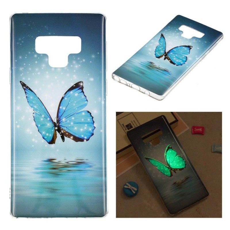 Kryt Samsung Galaxy Note 9 Fluorescenční Modrý Motýl