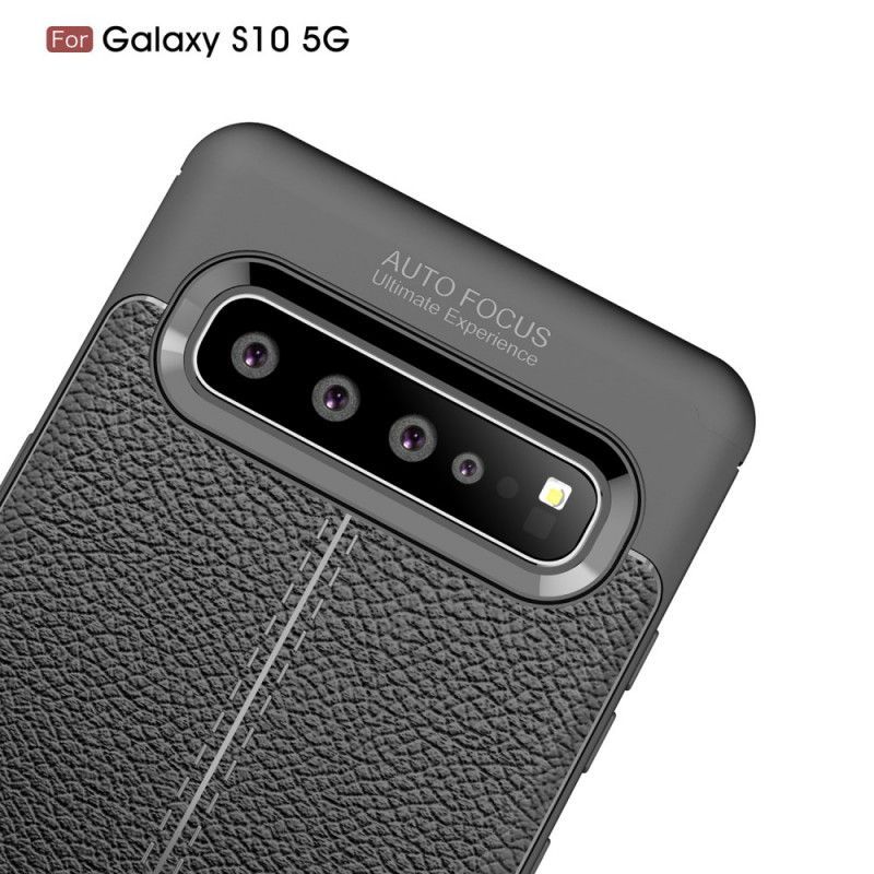 Kryt Samsung Galaxy S10 5g Litchi S Dvojitým Koženým Efektem