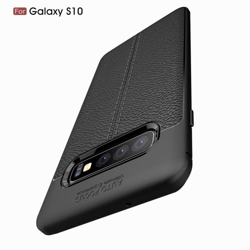 Kryt Samsung Galaxy S10 Litchi S Dvojitým Koženým Efektem