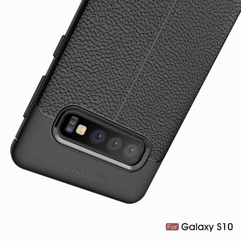 Kryt Samsung Galaxy S10 Litchi S Dvojitým Koženým Efektem