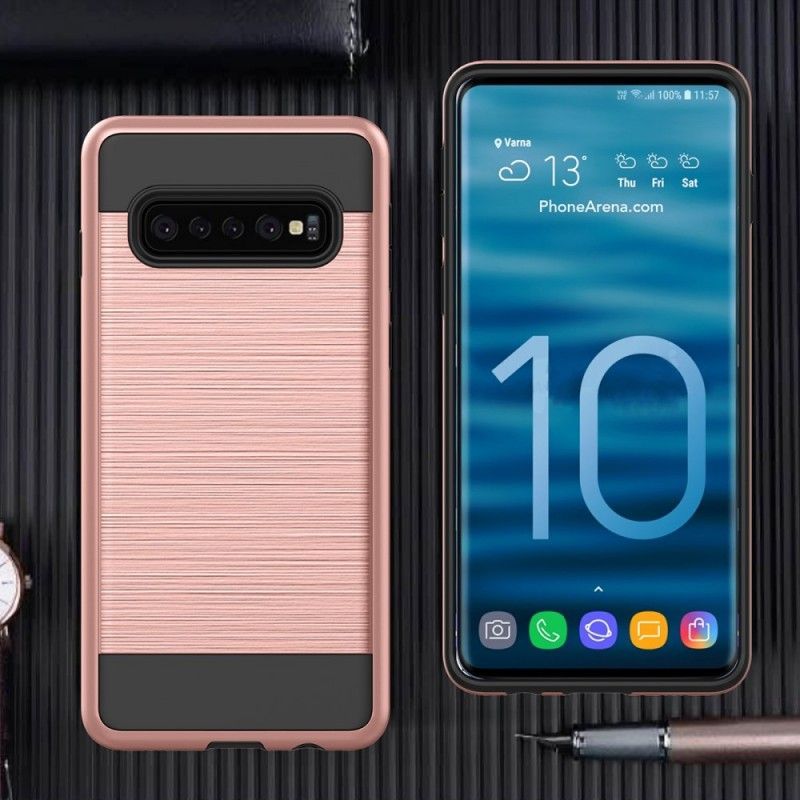 Kryt Samsung Galaxy S10 Plus Kartáčované Uhlíkové Vlákno