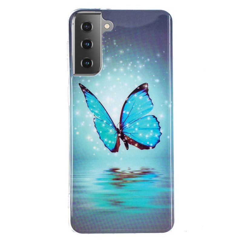 Kryt Samsung Galaxy S21 5g Fluorescenční Modrý Motýl