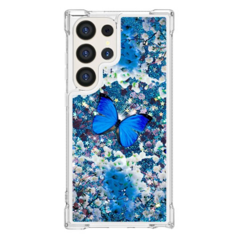 Kryt Samsung Galaxy S24 Ultra 5g Blue Butterfly Glitter