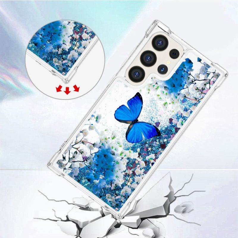 Kryt Samsung Galaxy S24 Ultra 5g Blue Butterfly Glitter