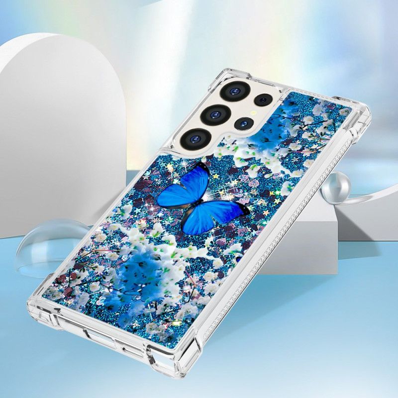 Kryt Samsung Galaxy S24 Ultra 5g Blue Butterfly Glitter