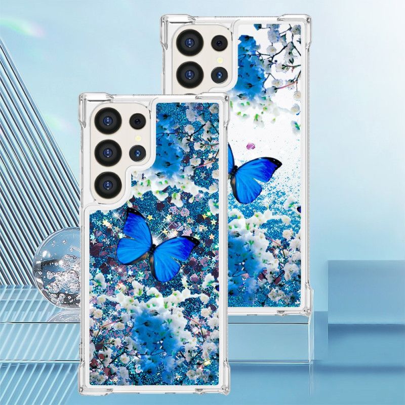 Kryt Samsung Galaxy S24 Ultra 5g Blue Butterfly Glitter