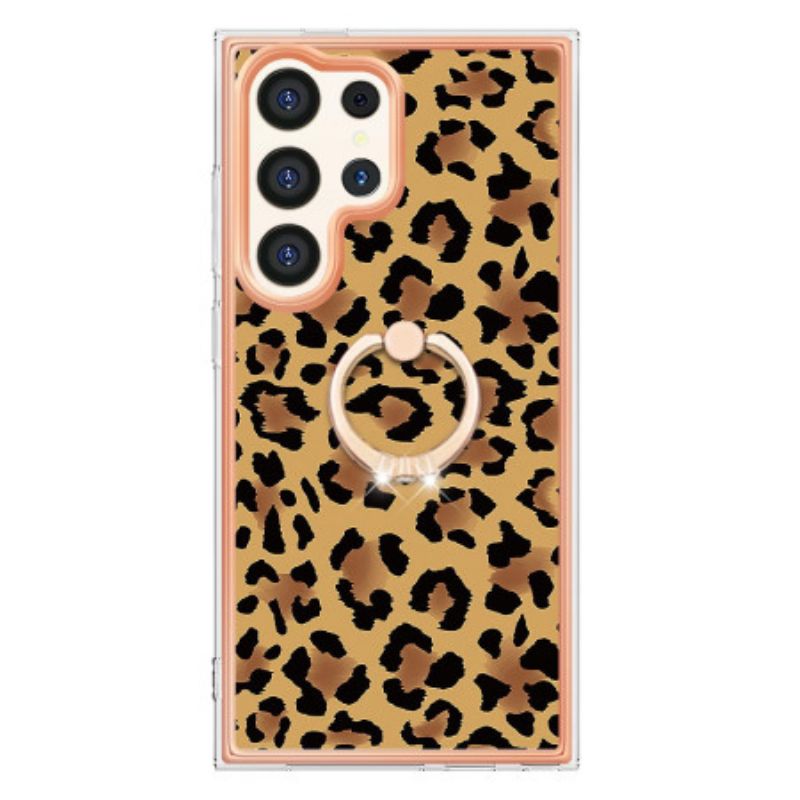 Kryt Samsung Galaxy S24 Ultra 5g S Držákem Prstenu Leopard Print