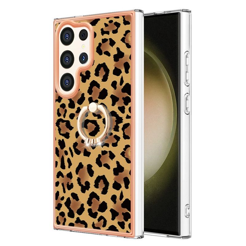 Kryt Samsung Galaxy S24 Ultra 5g S Držákem Prstenu Leopard Print