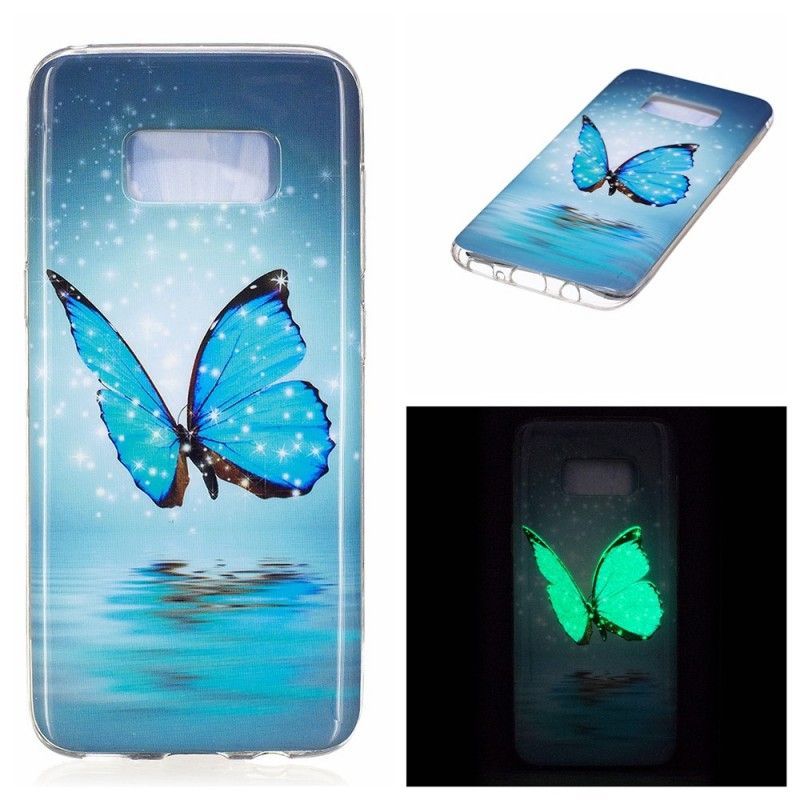 Kryt Samsung Galaxy S8 Fluorescenční Modrý Motýl