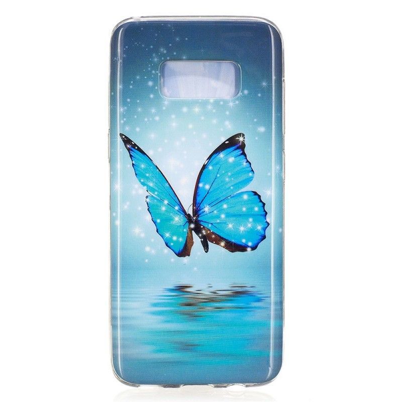 Kryt Samsung Galaxy S8 Fluorescenční Modrý Motýl