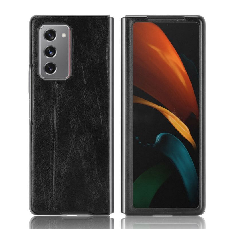 Kryt Samsung Galaxy Z Fold 2 Efekt Kůže Ve Švu