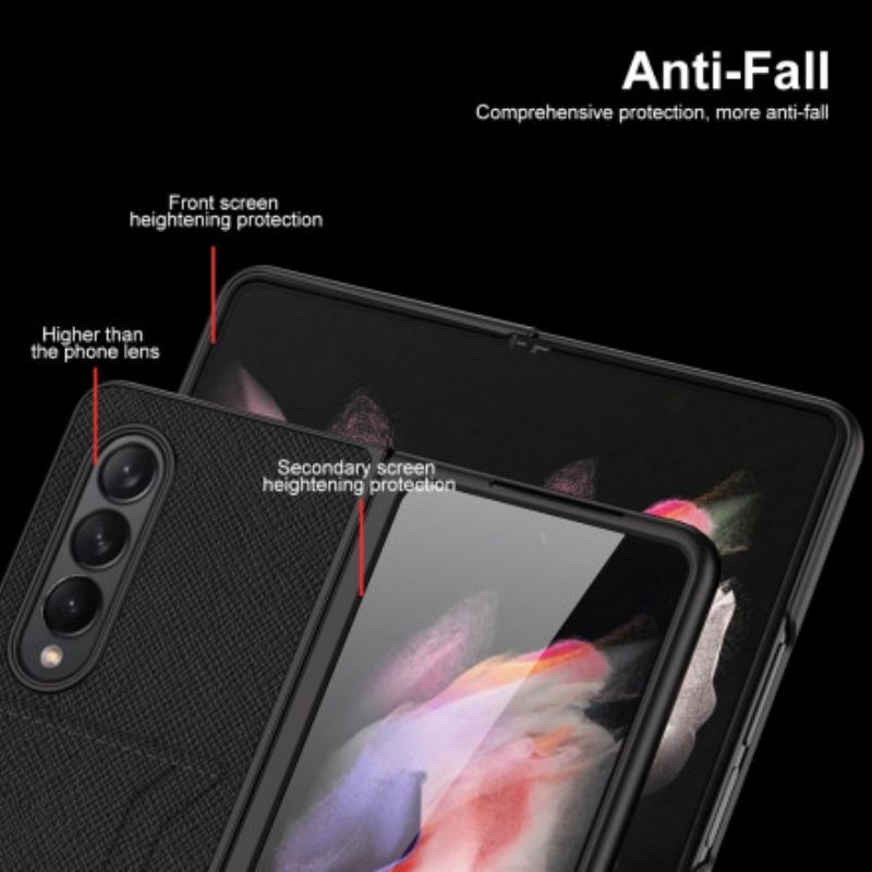 Kryt Samsung Galaxy Z Fold 3 5g Tkaný Kožený Držák Na Karty Gkk