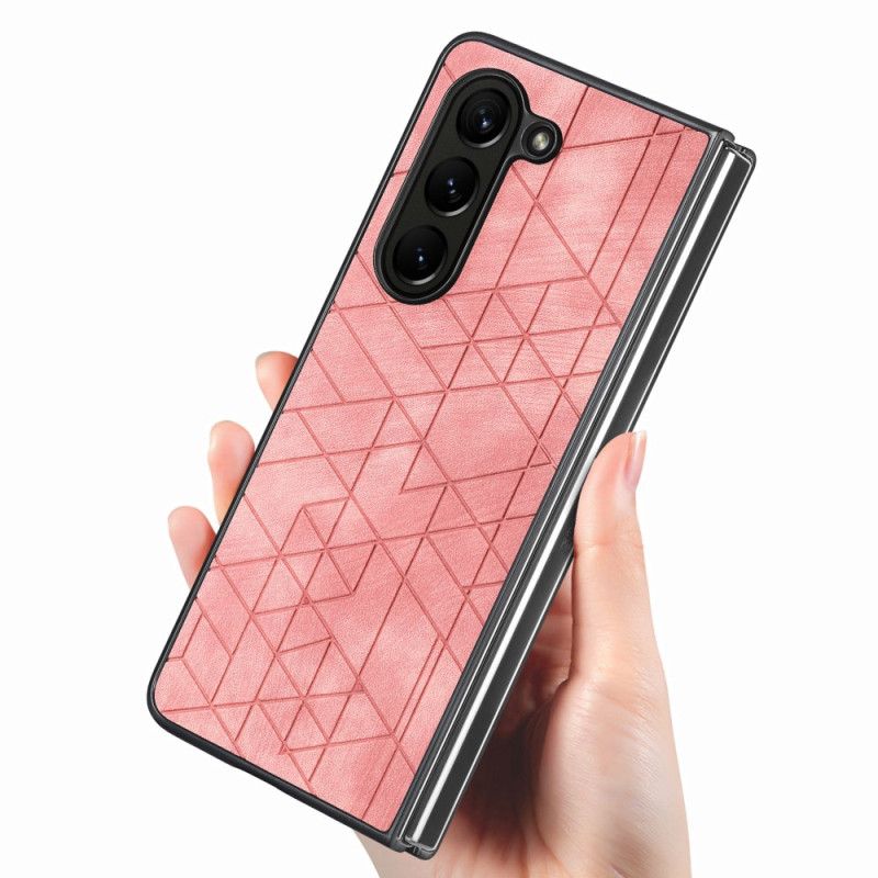 Kryt Samsung Galaxy Z Fold 5 Geometrické Vzory Z Umělé Kůže