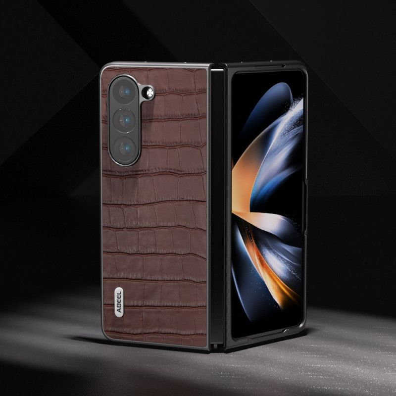 Kryt Samsung Galaxy Z Fold 5 Krokodýlí Design Z Pravé Kůže